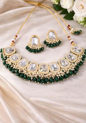 Green Stainless Steel Jewellery Set