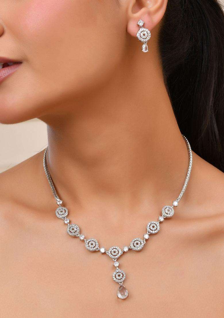 Silver Stainless Steel Jewellery Set - Indya