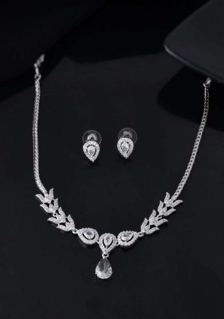 Silver Stainless Steel Jewellery Set - Indya