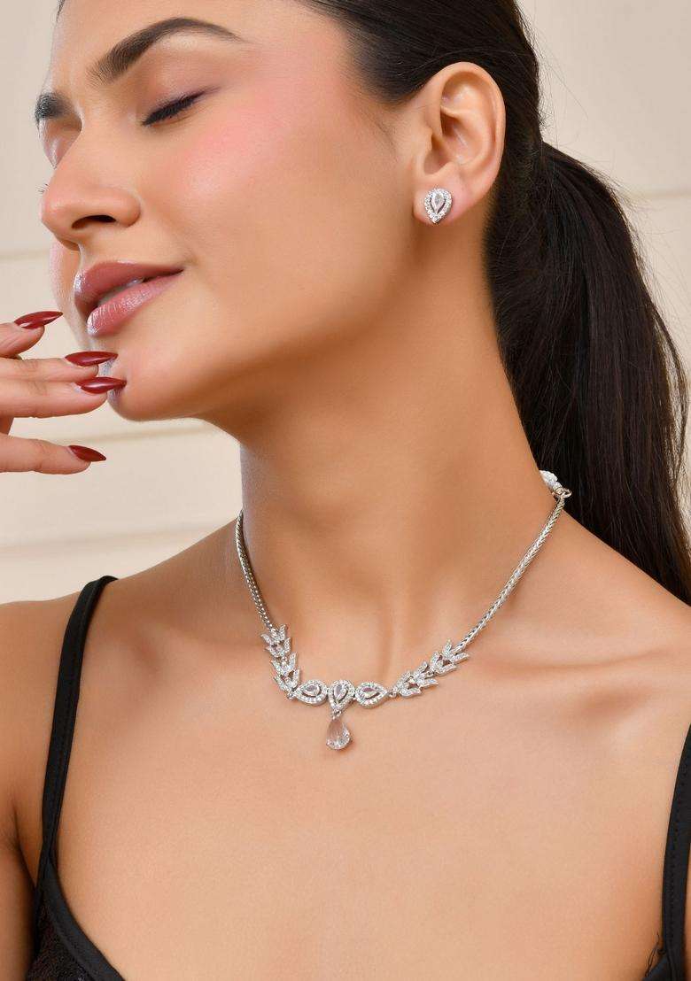 Silver Stainless Steel Jewellery Set - Indya