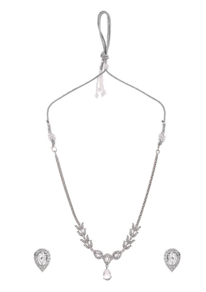 Silver Stainless Steel Jewellery Set - Indya