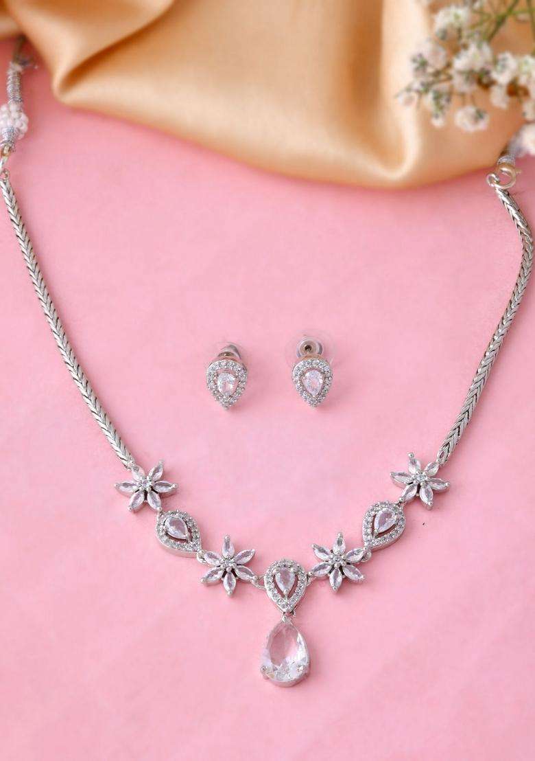 Silver Stainless Steel Jewellery Set - Indya