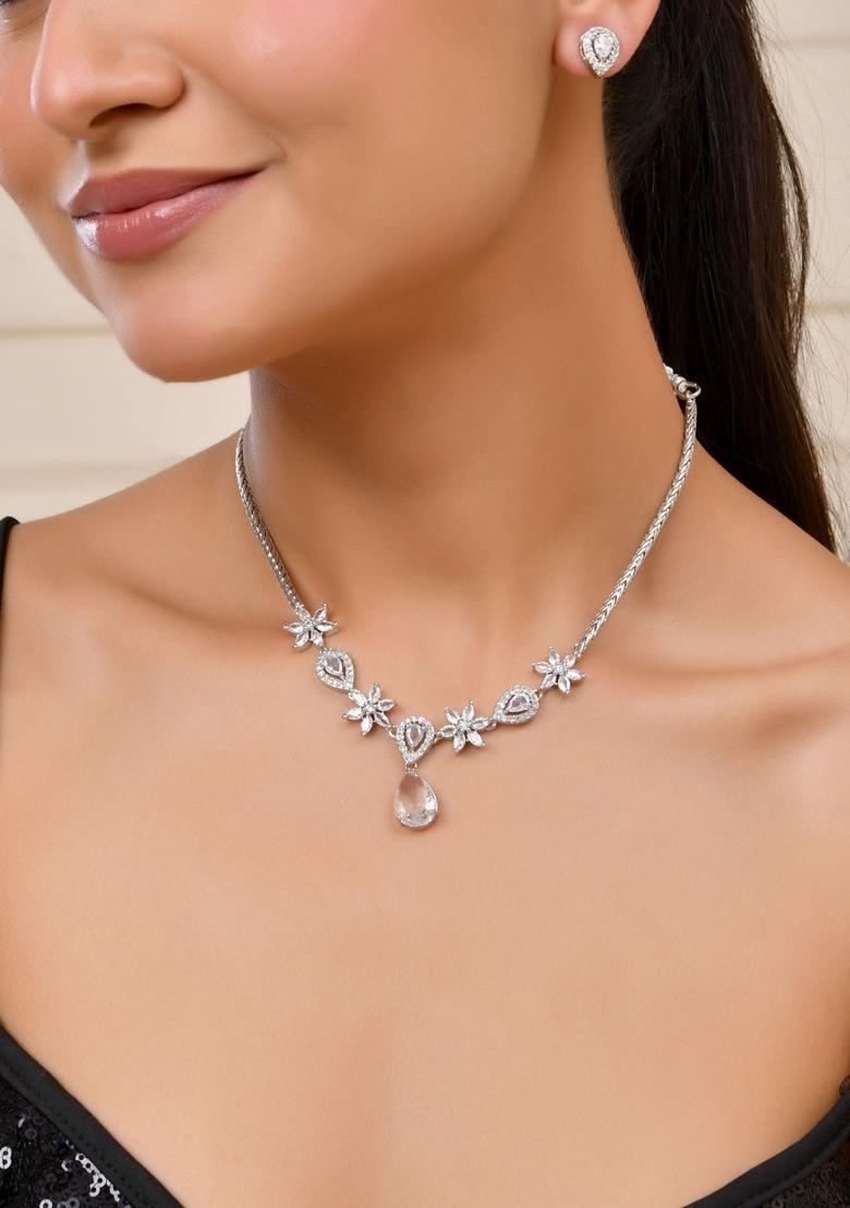 Silver Stainless Steel Jewellery Set - Indya