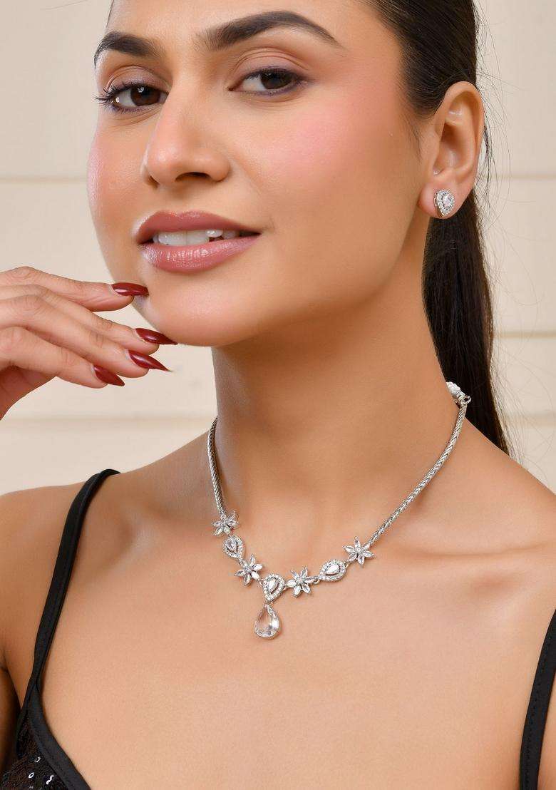 Silver Stainless Steel Jewellery Set - Indya
