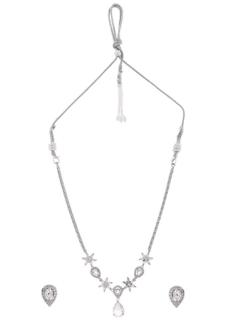 Silver Stainless Steel Jewellery Set - Indya