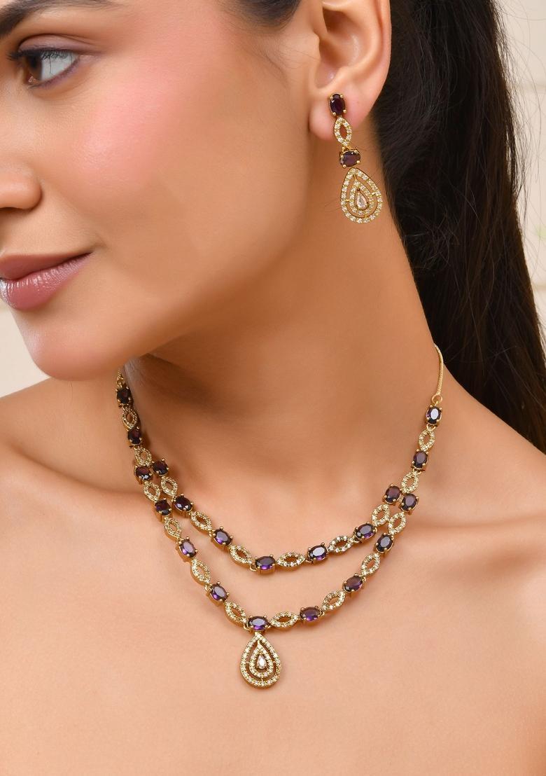 Purple Stainless Steel Jewellery Set - Indya