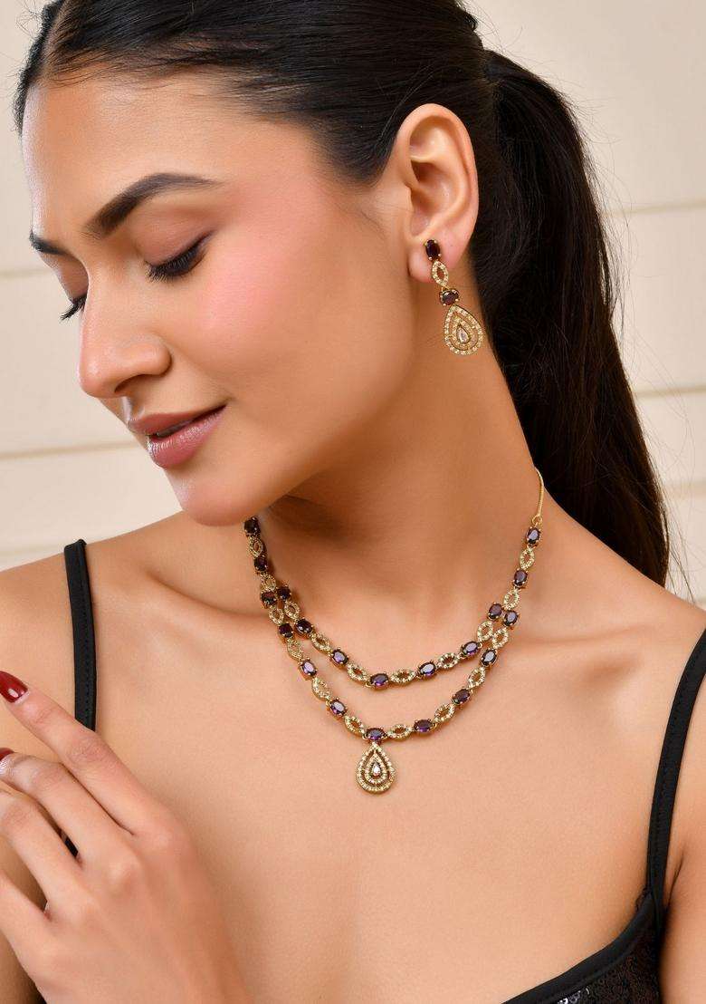 Purple Stainless Steel Jewellery Set - Indya