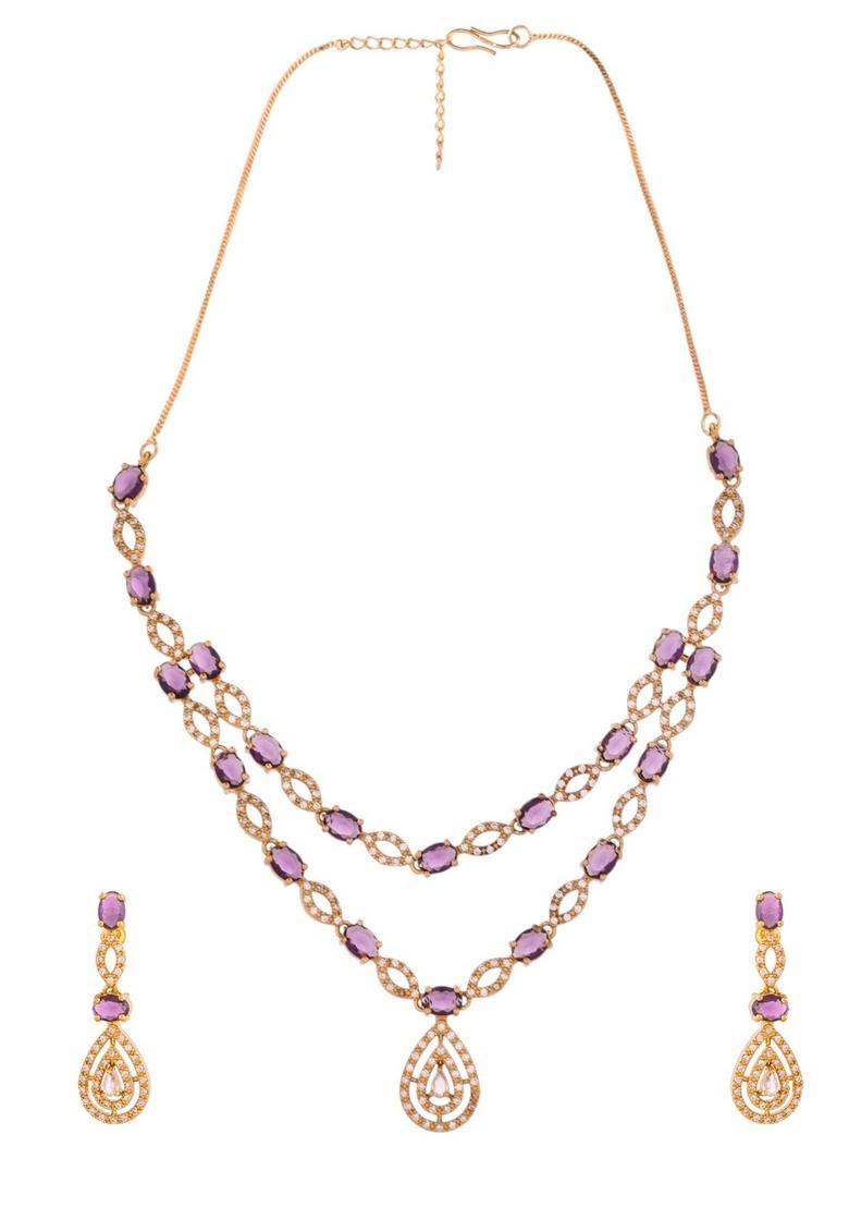 Purple Stainless Steel Jewellery Set - Indya