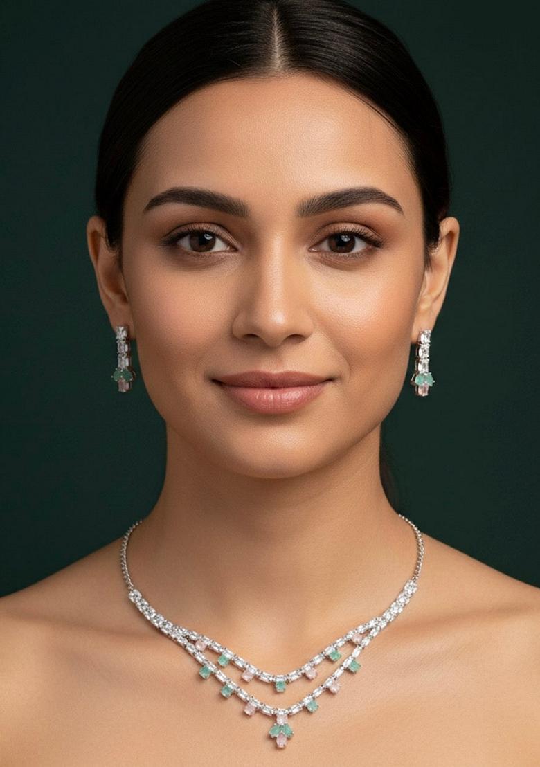 Silver Stainless Necklace Set - Indya