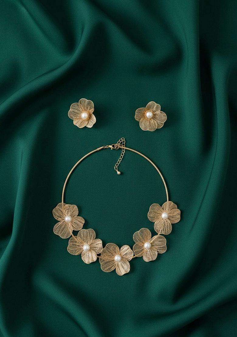 Gold Stainless Necklace Set - Indya