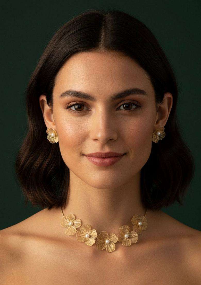 Gold Stainless Necklace Set - Indya