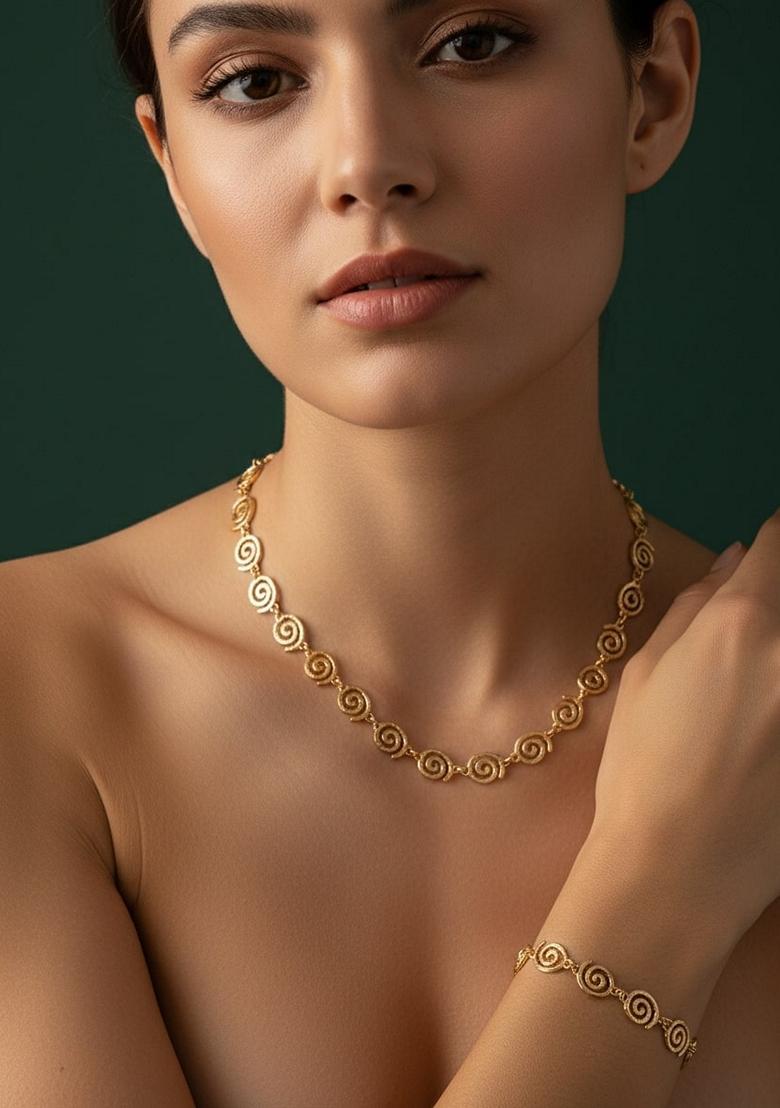 Gold Stainless Necklace Set - Indya