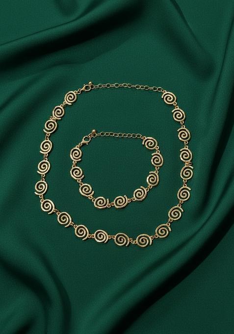 Gold Stainless Necklace Set