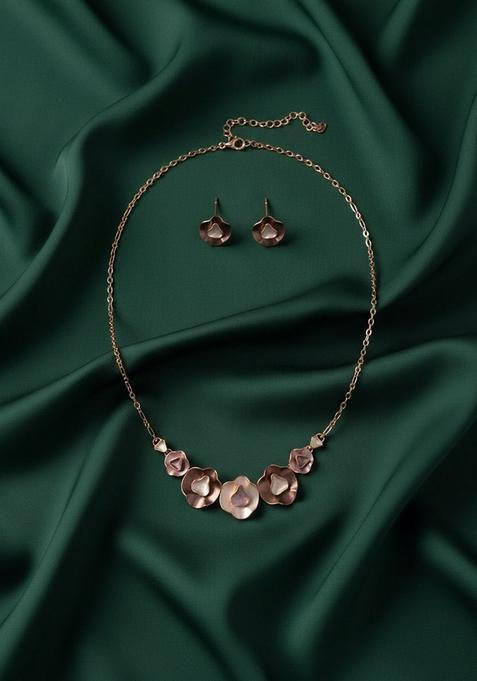 Rose Gold Stainless Necklace Set