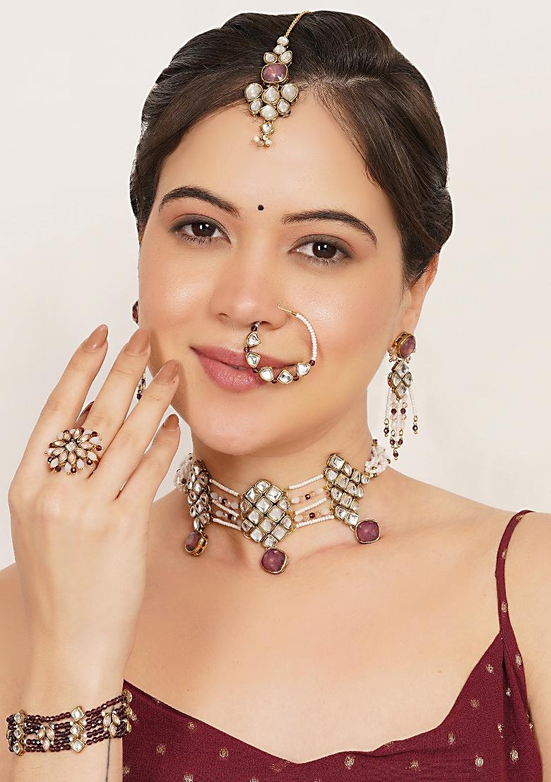 Purple  Alloy Jewellery Sets - Indya