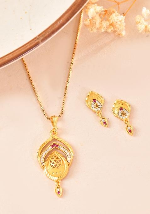Gold Plated Tear Drop Shaped Chain Set