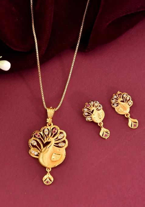Gold Plated Peacock Shaped Chain Set