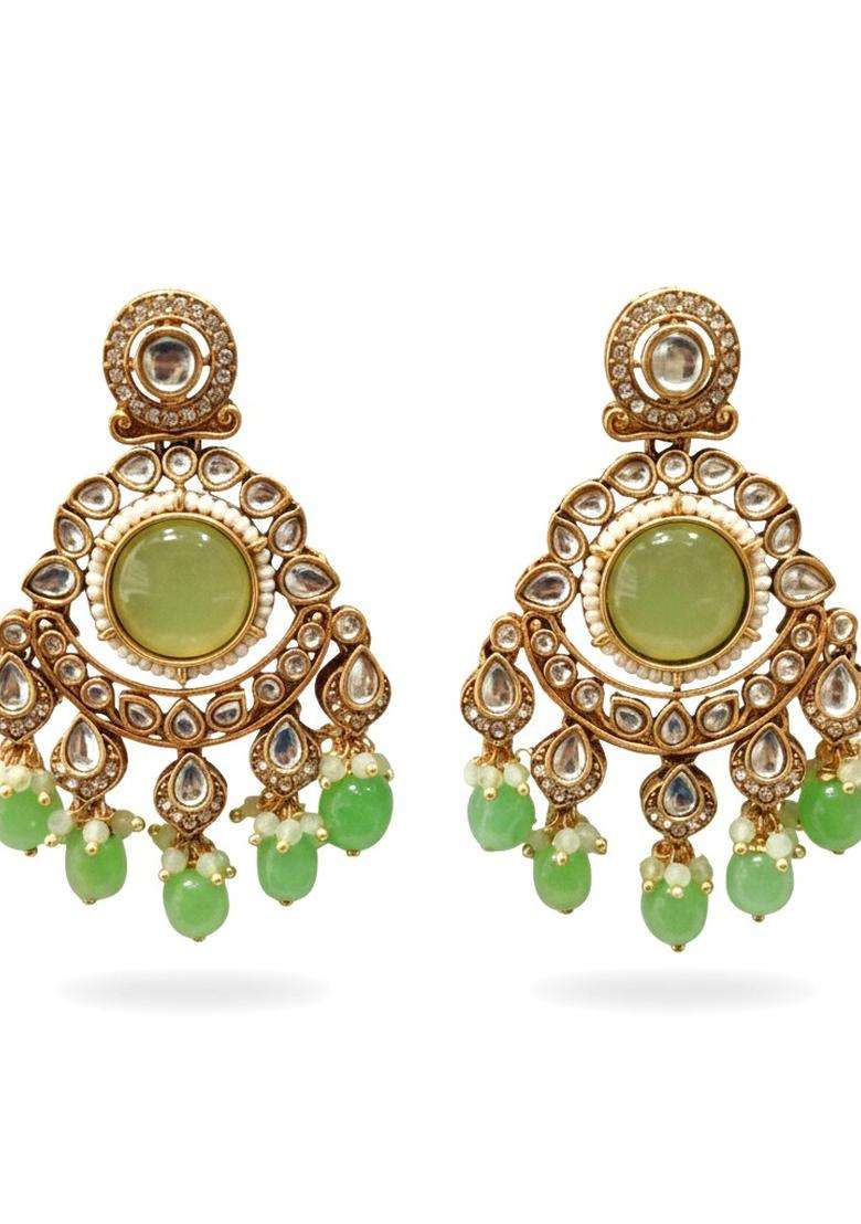 Sea Green Brass Jewellery Set - Indya