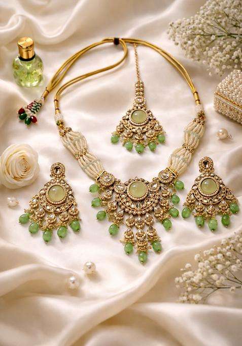 Sea Green Brass Jewellery Set