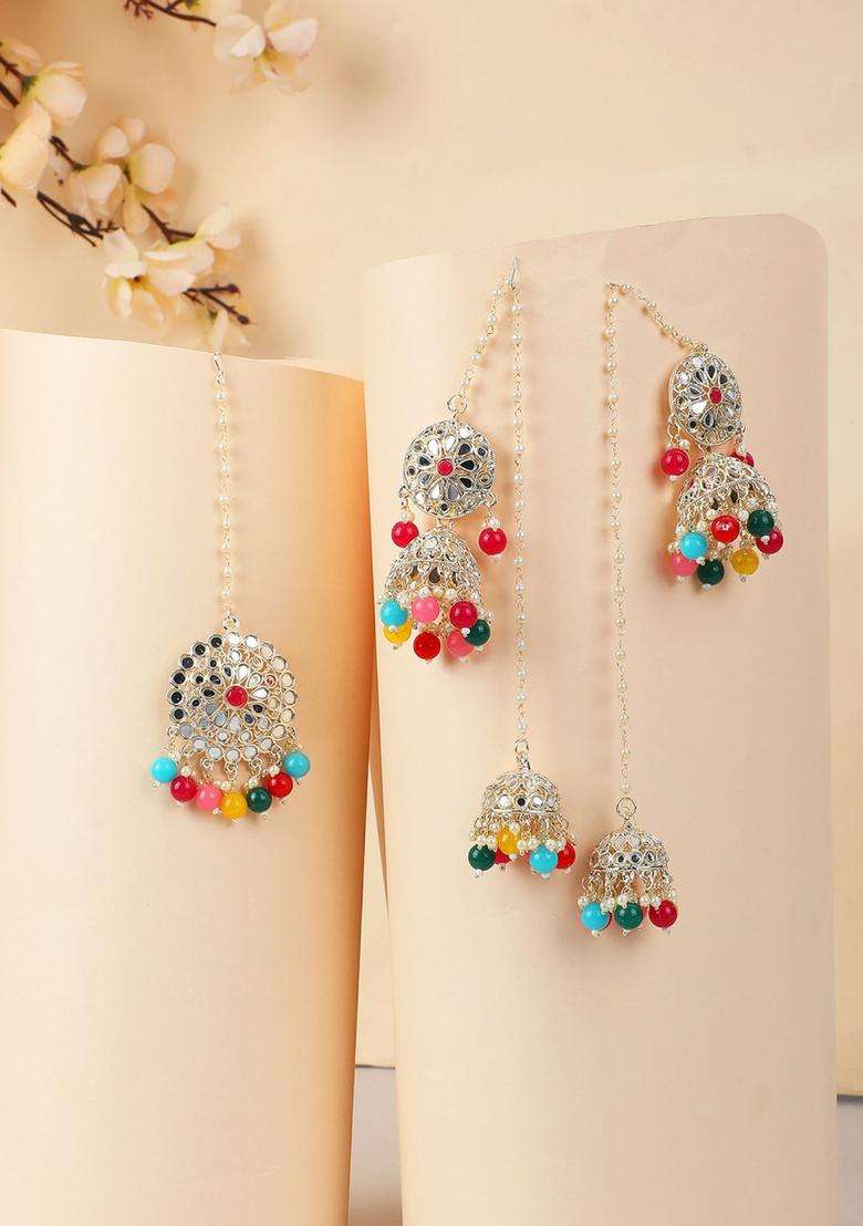 Multicolor Brass Jewellery Set - Indya