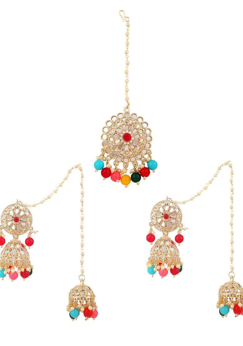 Multicolor Brass Jewellery Set - Indya