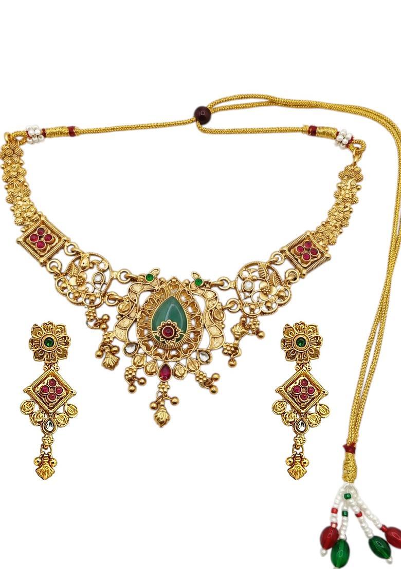 Golden Alloy Neckalce Set - Indya