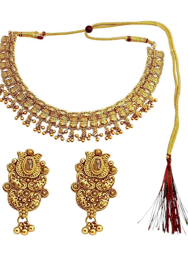Golden Alloy Neckalce Set - Indya