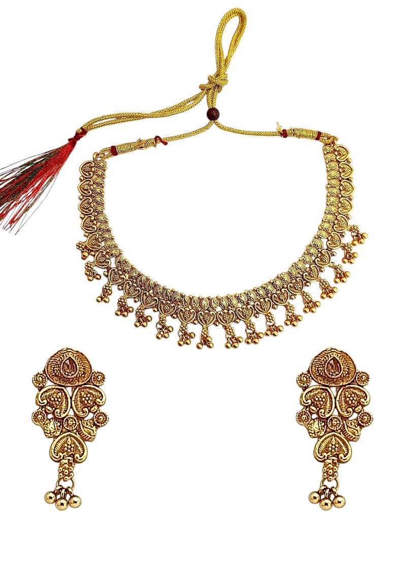 Golden Alloy Neckalce Set - Indya