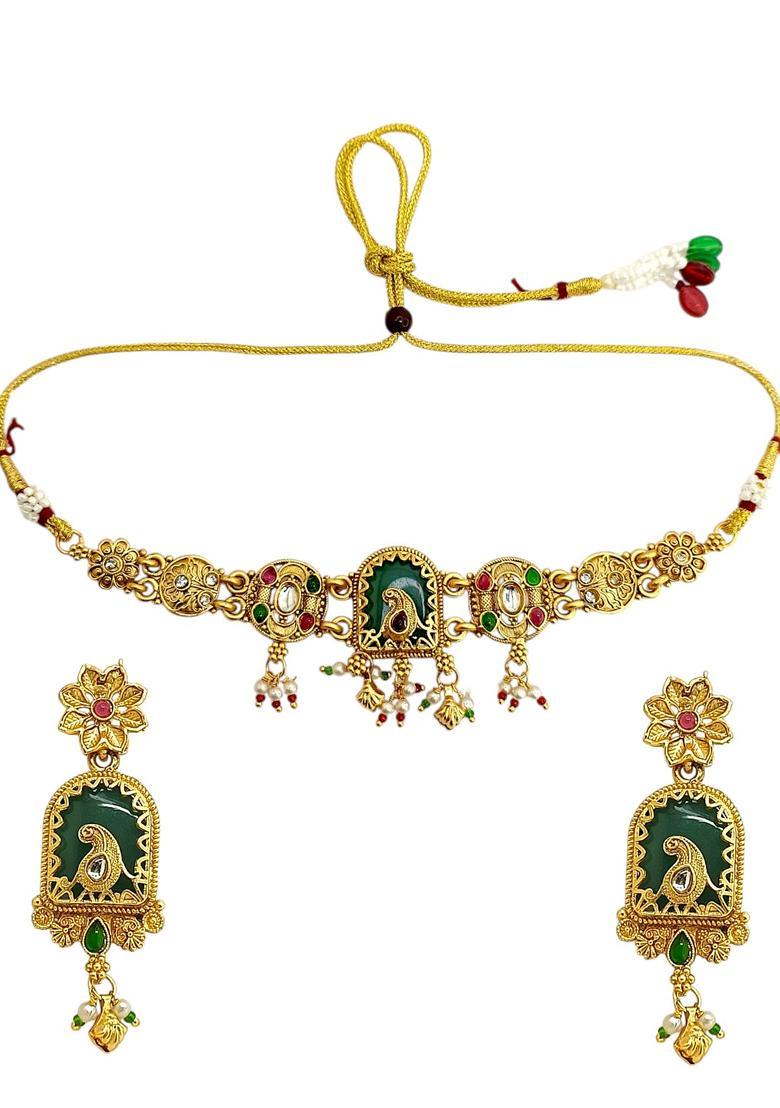 Golden Alloy Neckalce Set - Indya