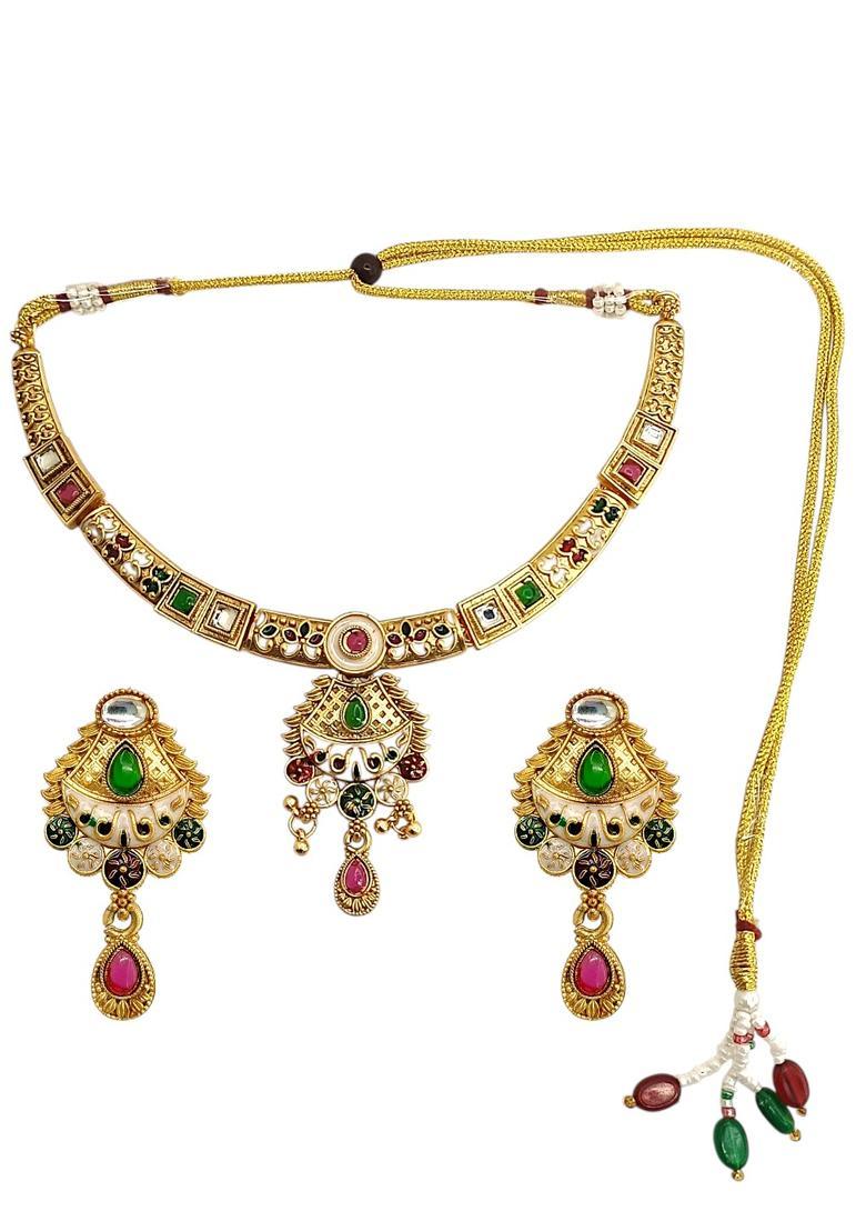 Golden Alloy Neckalce Set - Indya
