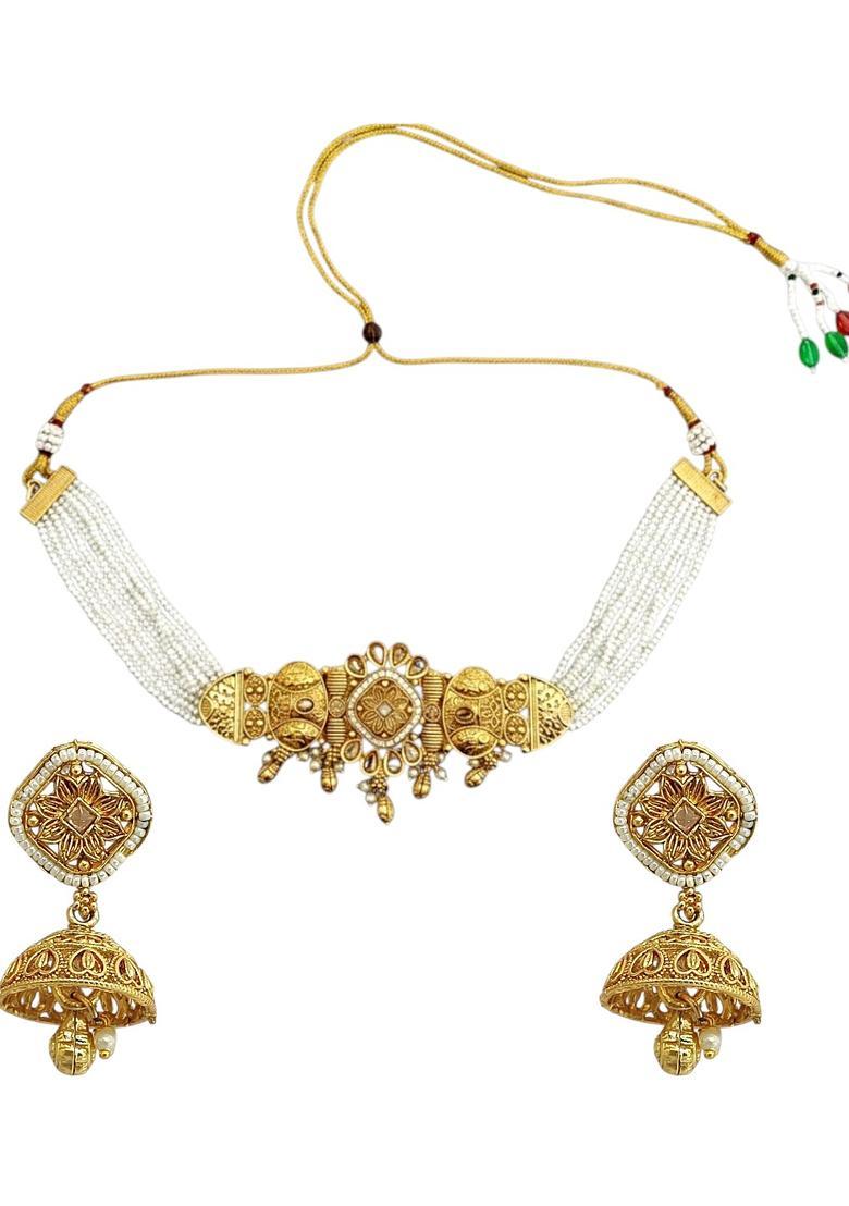 Golden Alloy Neckalce Set - Indya