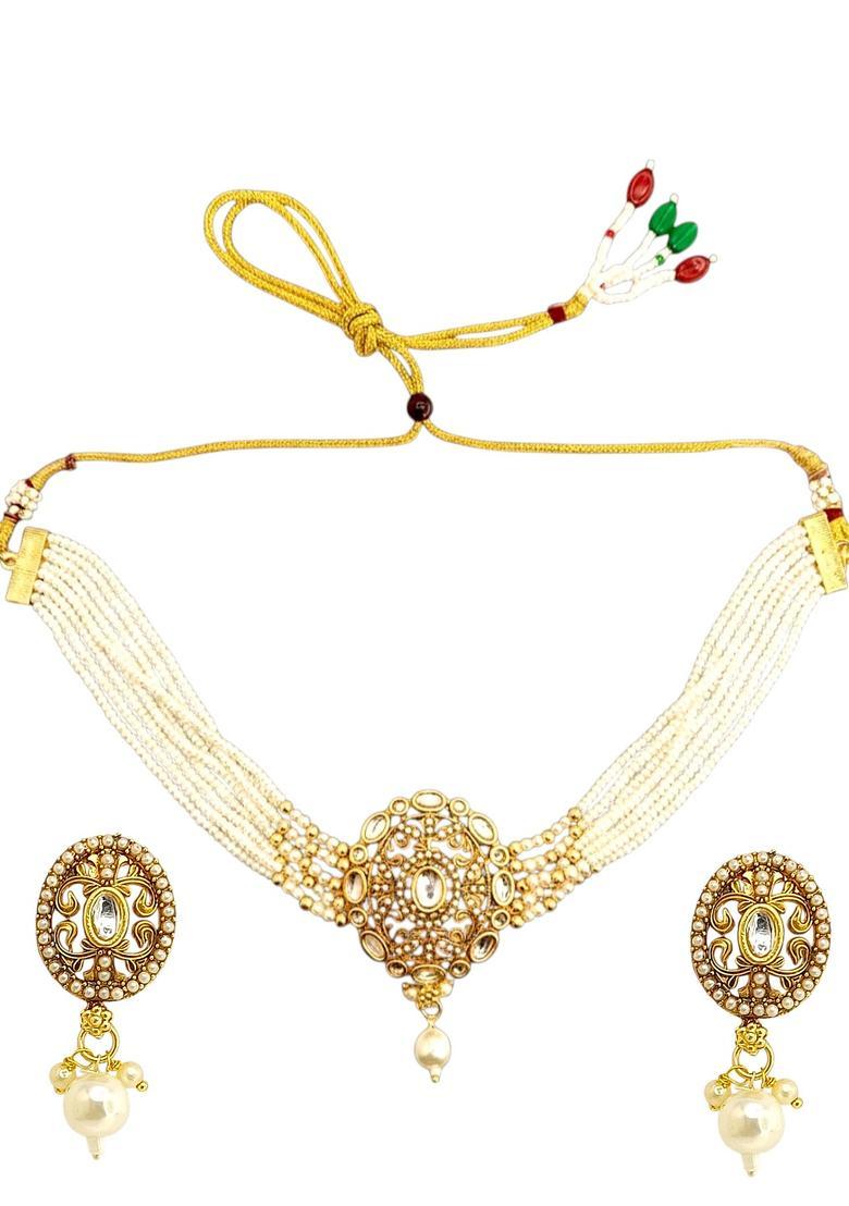 Golden Alloy Neckalce Set - Indya