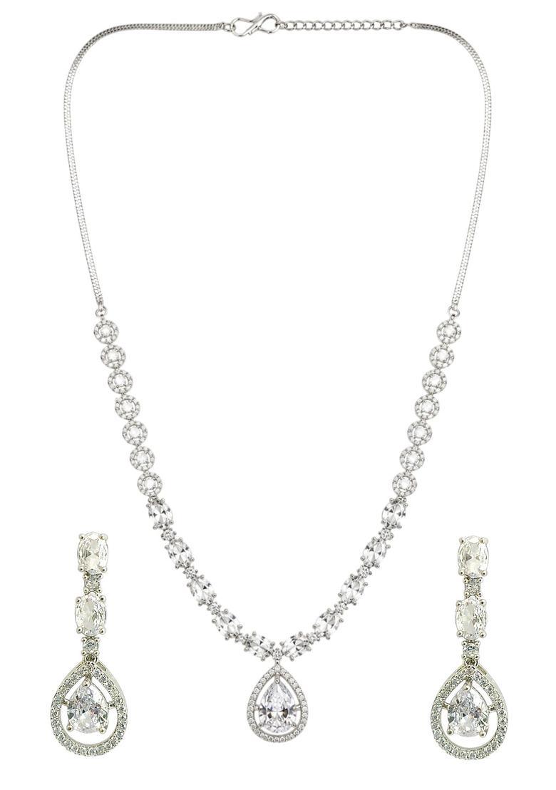 Silver Alloy Neckalce Set - Indya