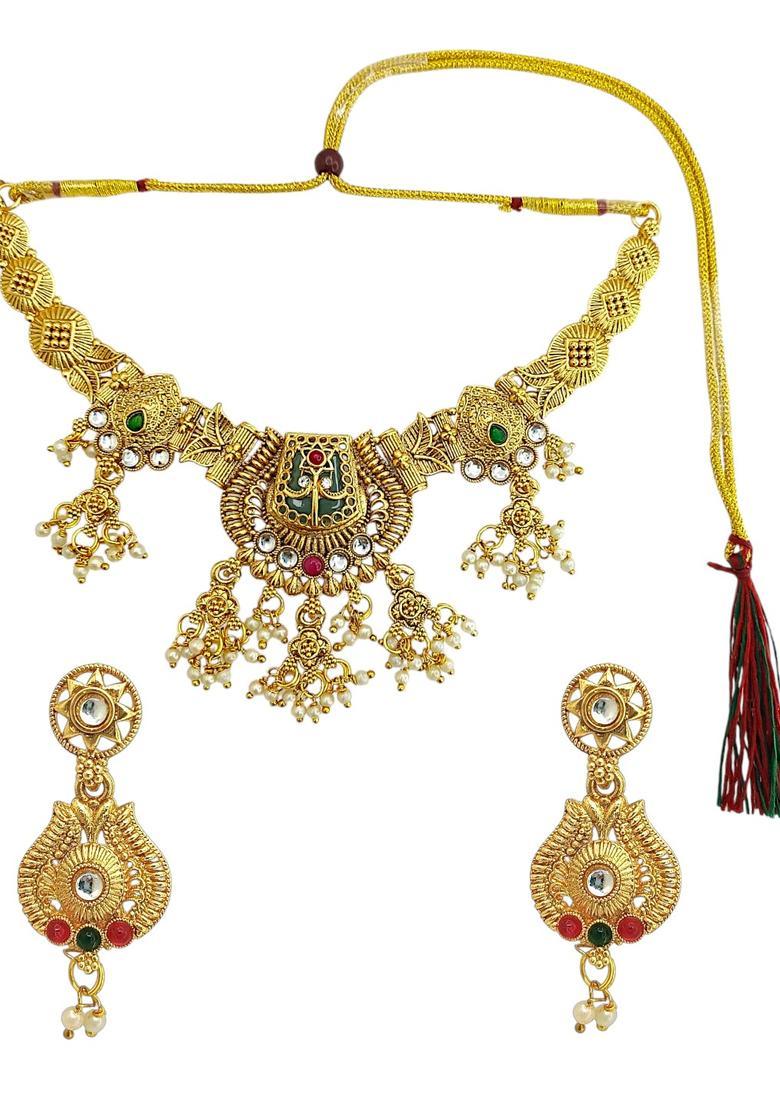 Golden Alloy Neckalce Set - Indya