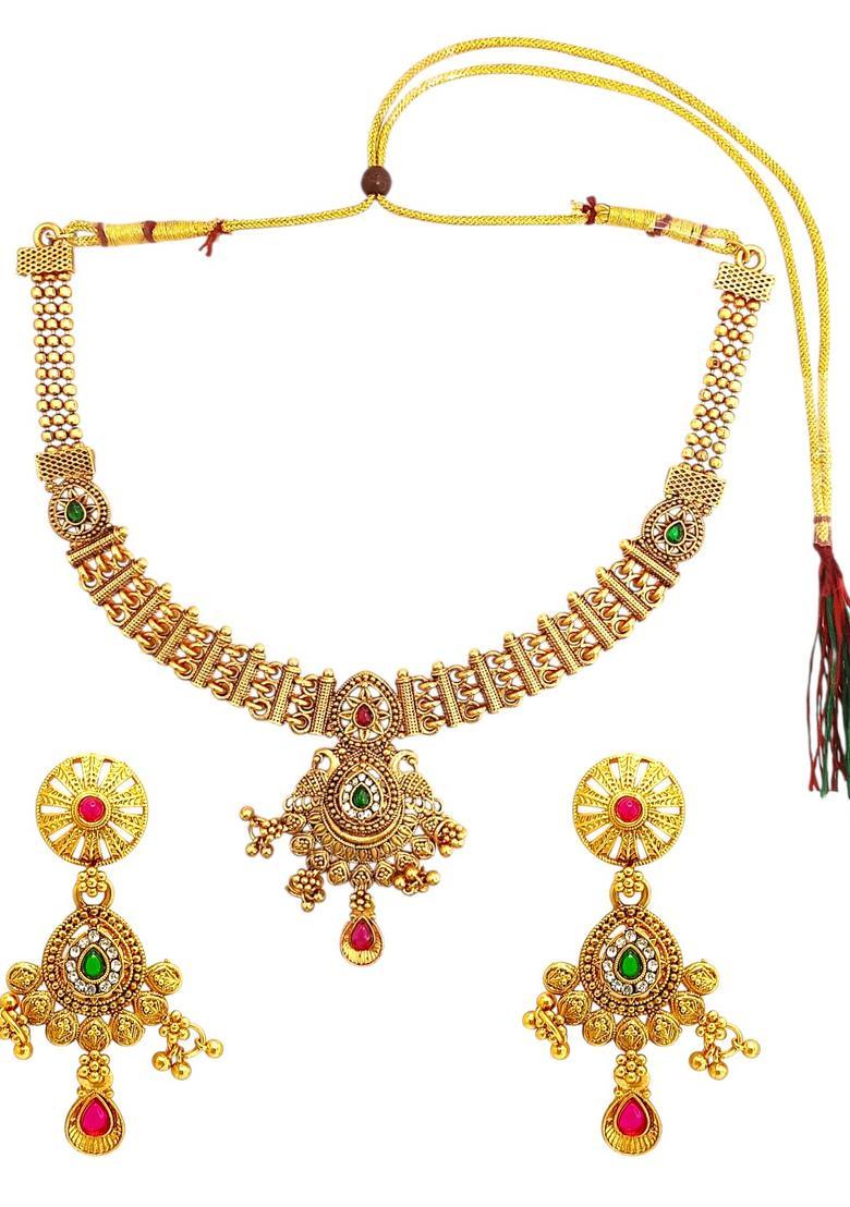 Golden Alloy Neckalce Set - Indya