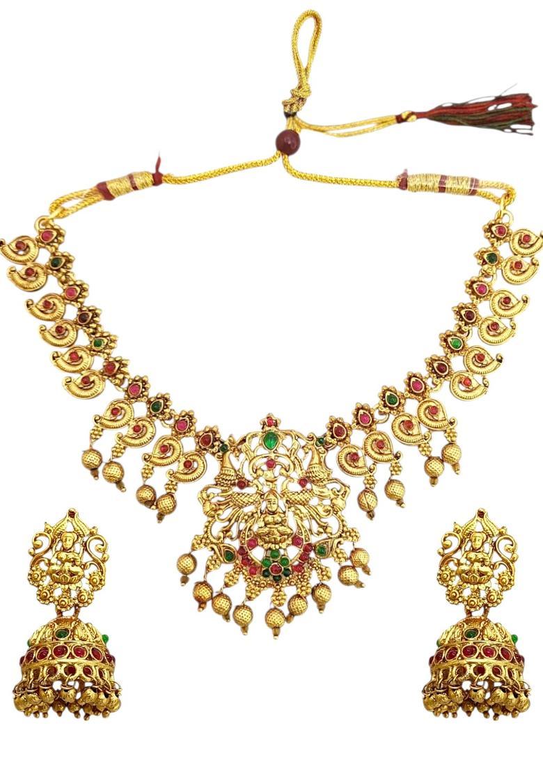 Golden Alloy Neckalce Set - Indya