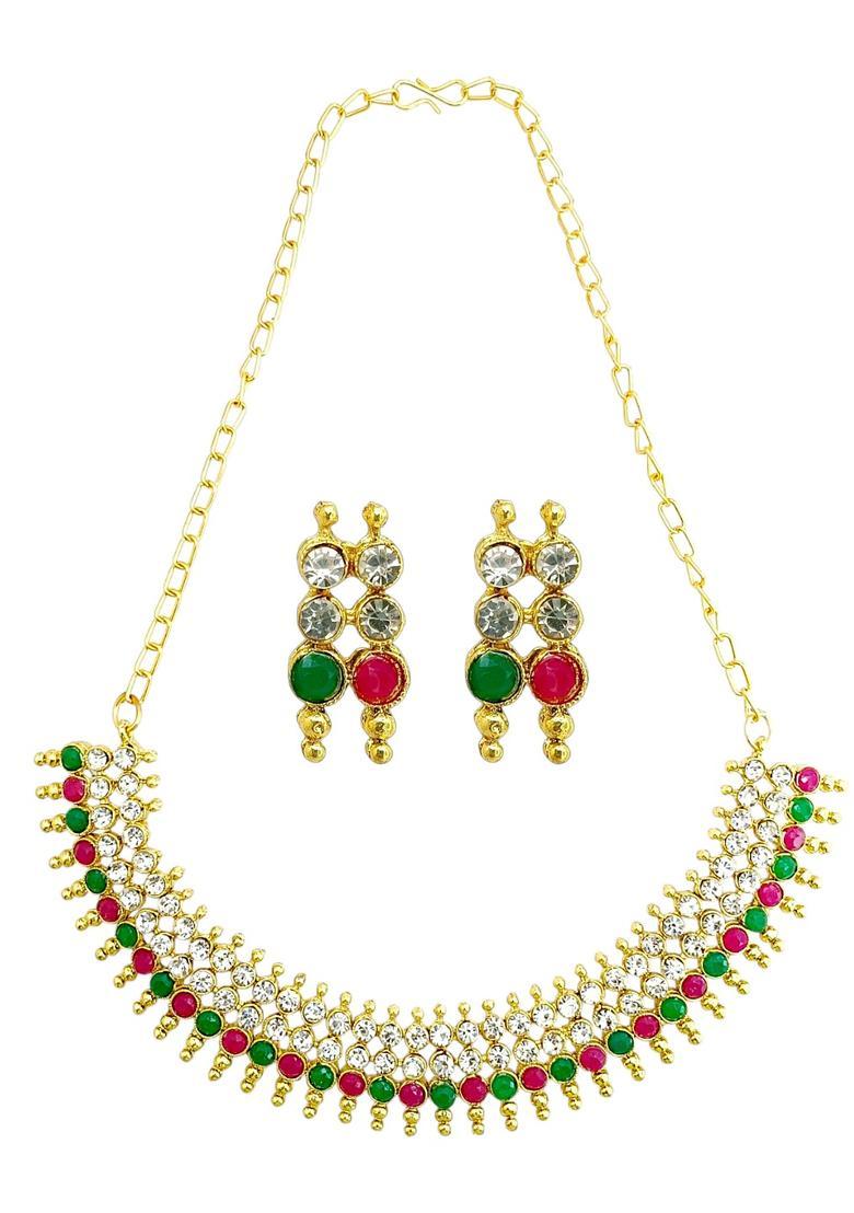 Golden Alloy Neckalce Set - Indya