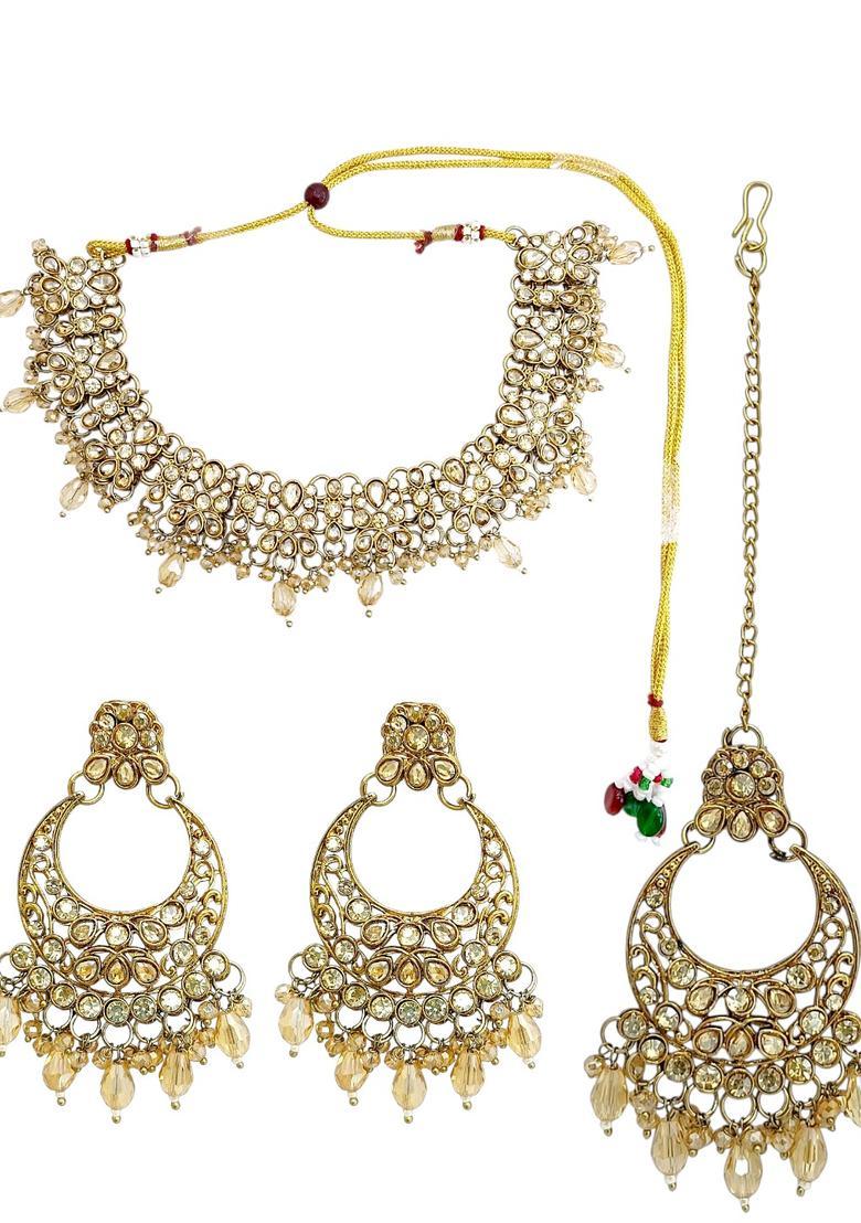 Golden Alloy Neckalce Set - Indya