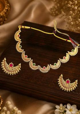 Golden Alloy Neckalce Set