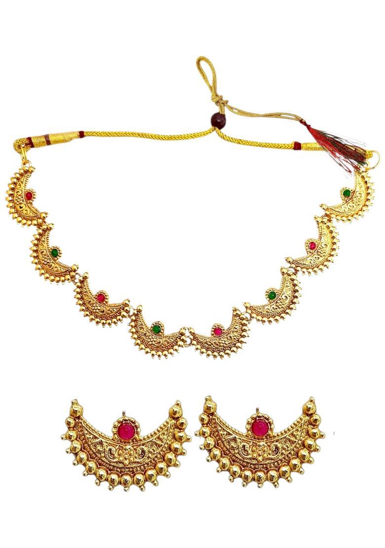 Golden Alloy Neckalce Set - Indya