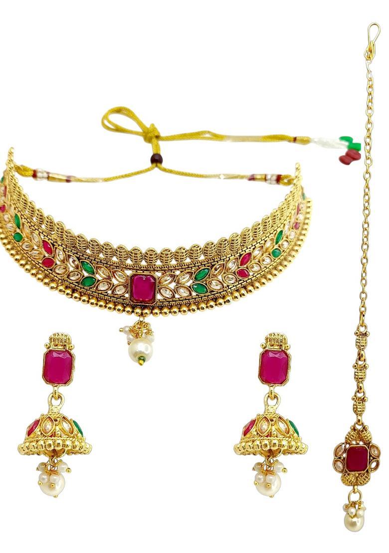 Golden Alloy Neckalce Set - Indya