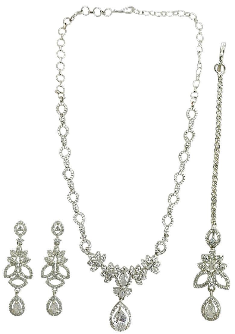 Silver Alloy Neckalce Set - Indya