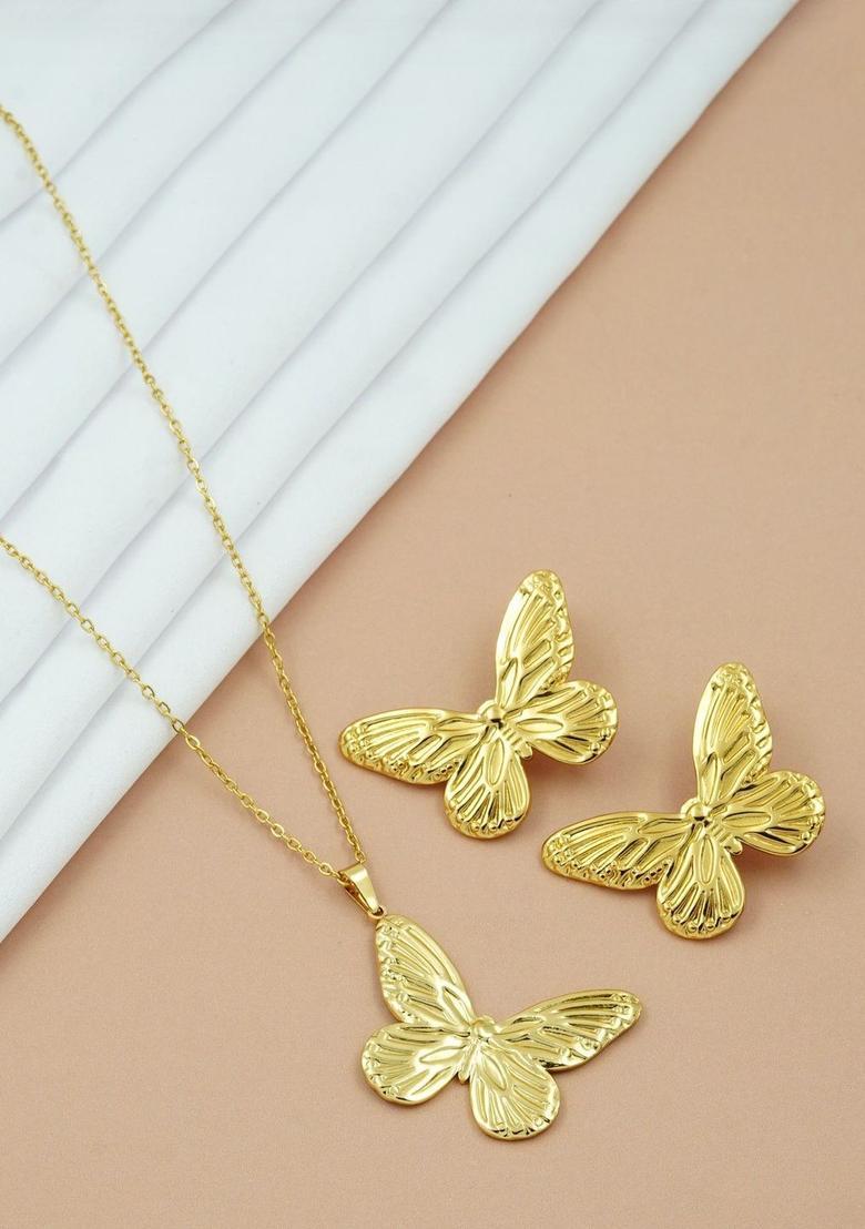 Golden Alloy Jewellery Set - Indya