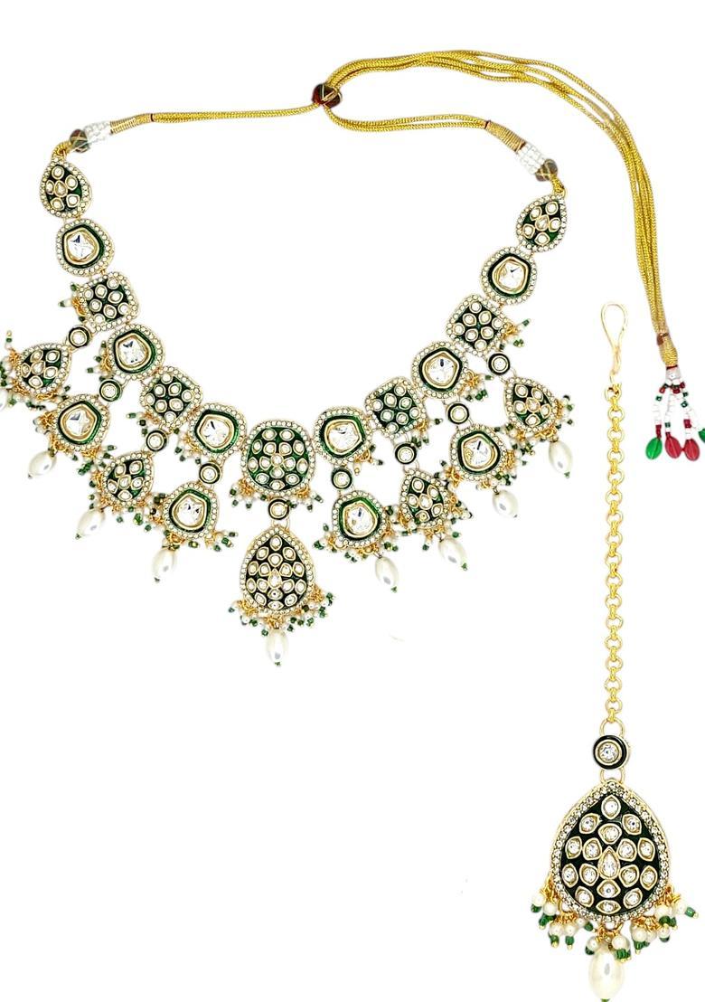 Golden Alloy Necklace Set - Indya