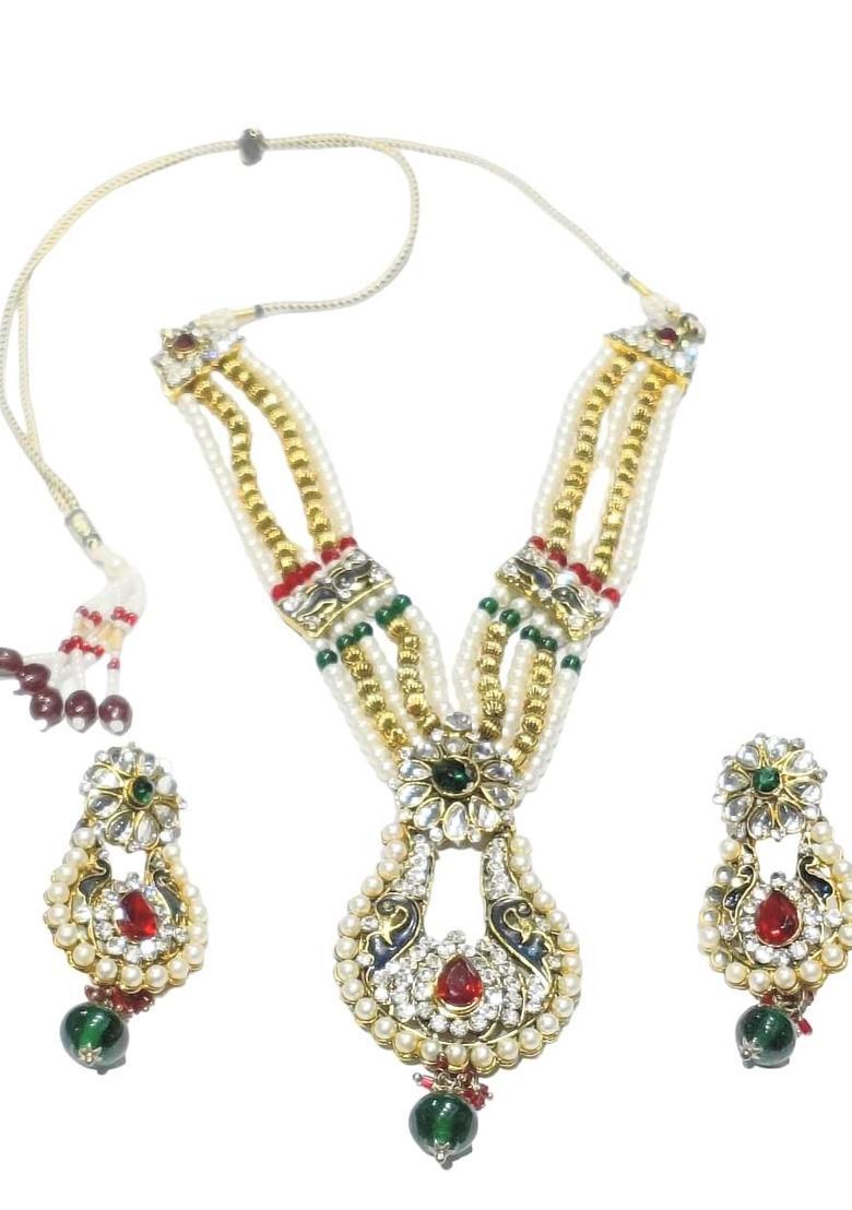 Golden Alloy Necklace Set - Indya