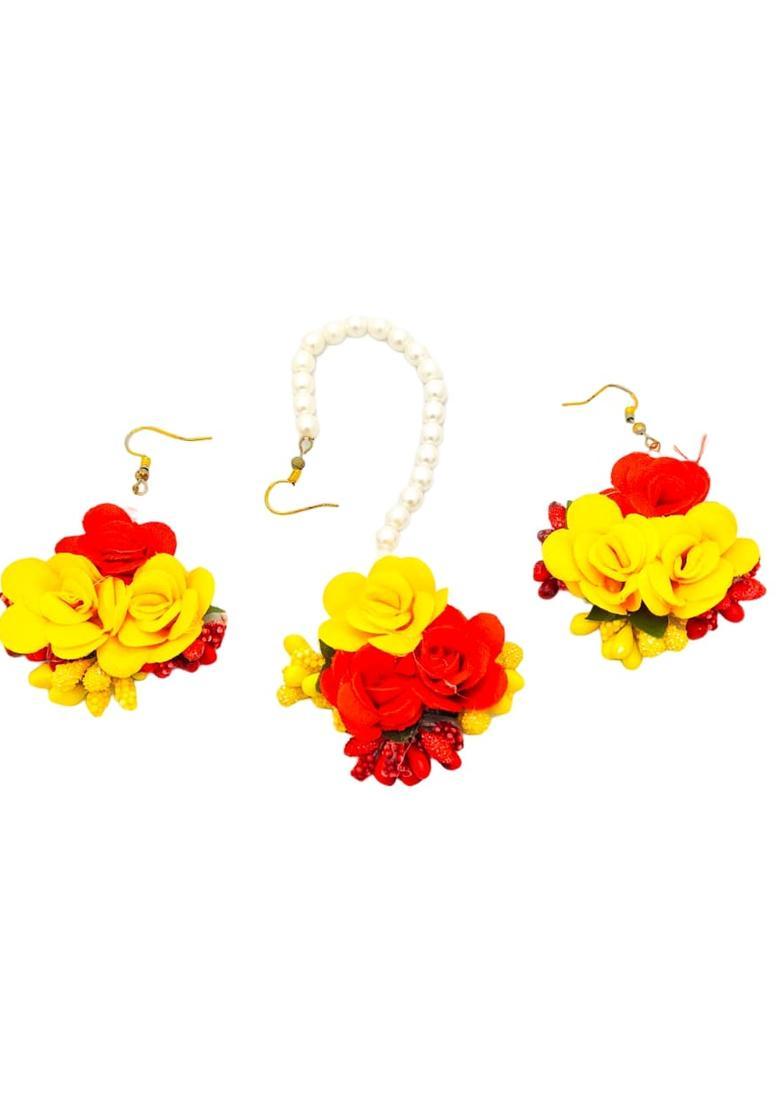 Red Alloy Necklace Set - Indya