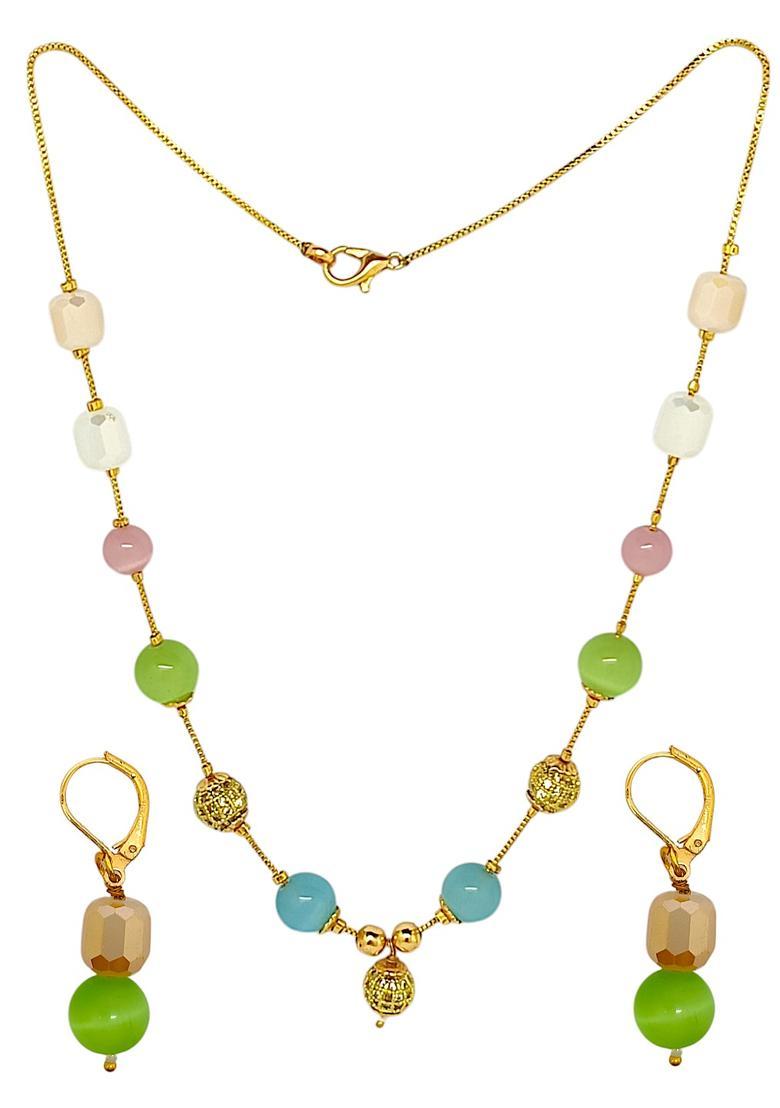 Golden Alloy Necklace Set - Indya