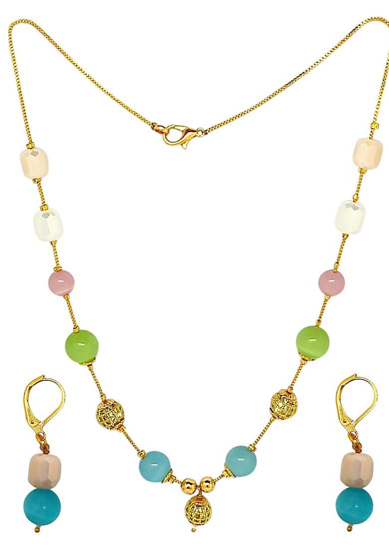 Golden Alloy Necklace Set - Indya