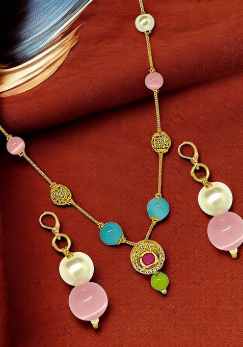 Golden Alloy Necklace Set
