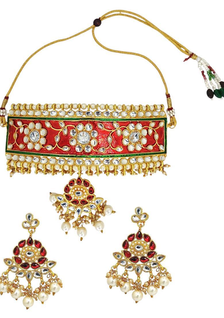 Golden Alloy Necklace Set - Indya